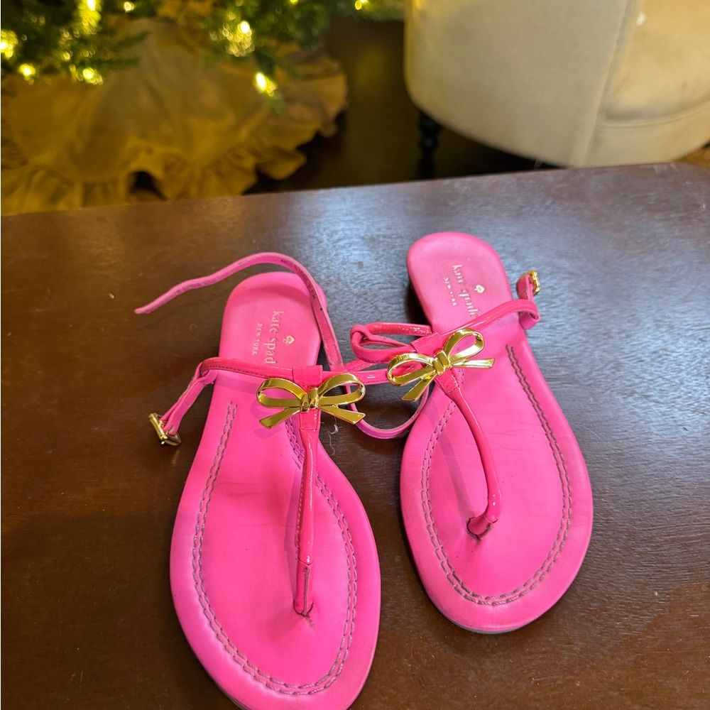 Kate Spade Hot Pink Sandals with Gold Accents